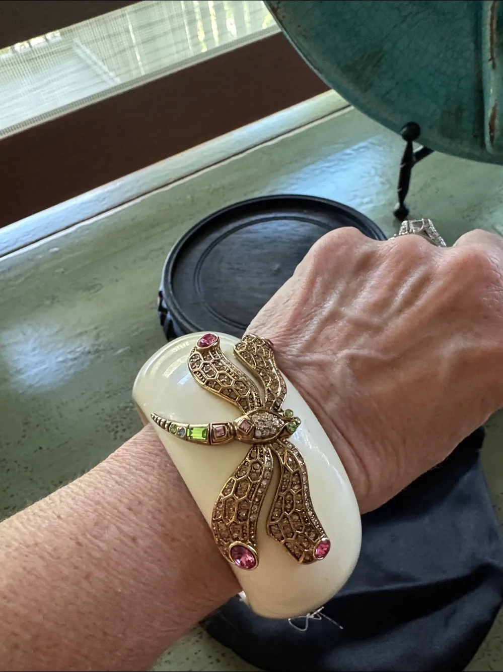 Ivory Dragonfly Accent Bangle  ABS